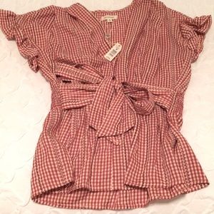 Max Studio Ruffled Short Sleeves-NEW